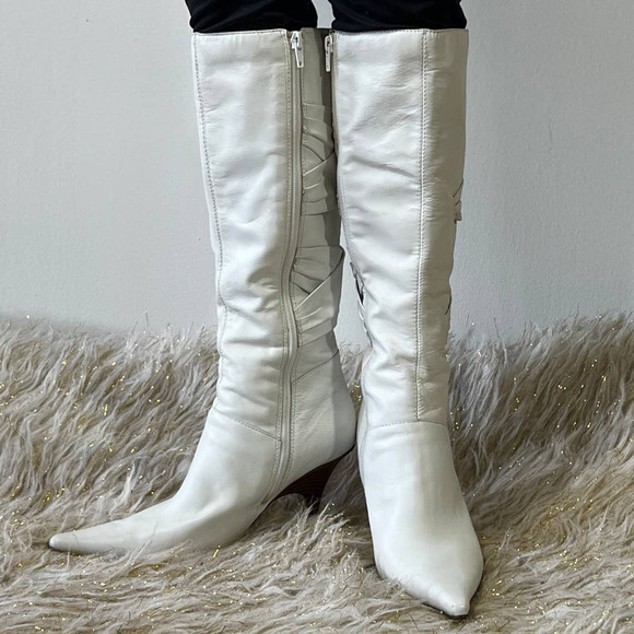 Bakers White Leather Heeled Boots|Size 7.5 US W| Y2K - Picture 4 of 4
